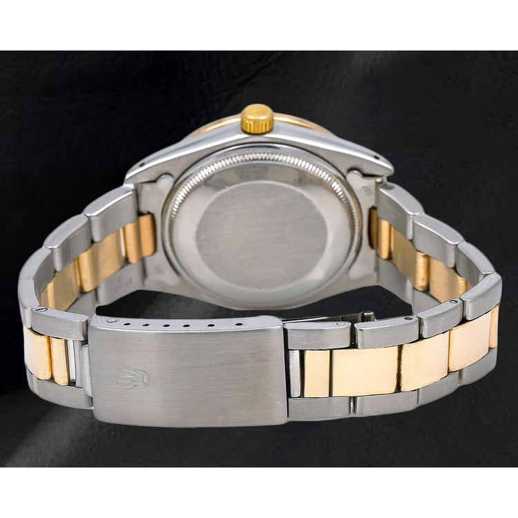Montre Rolex Datejust bicolore 36 mm avec cadran en nacre rose et diamants et bracelet Oyster