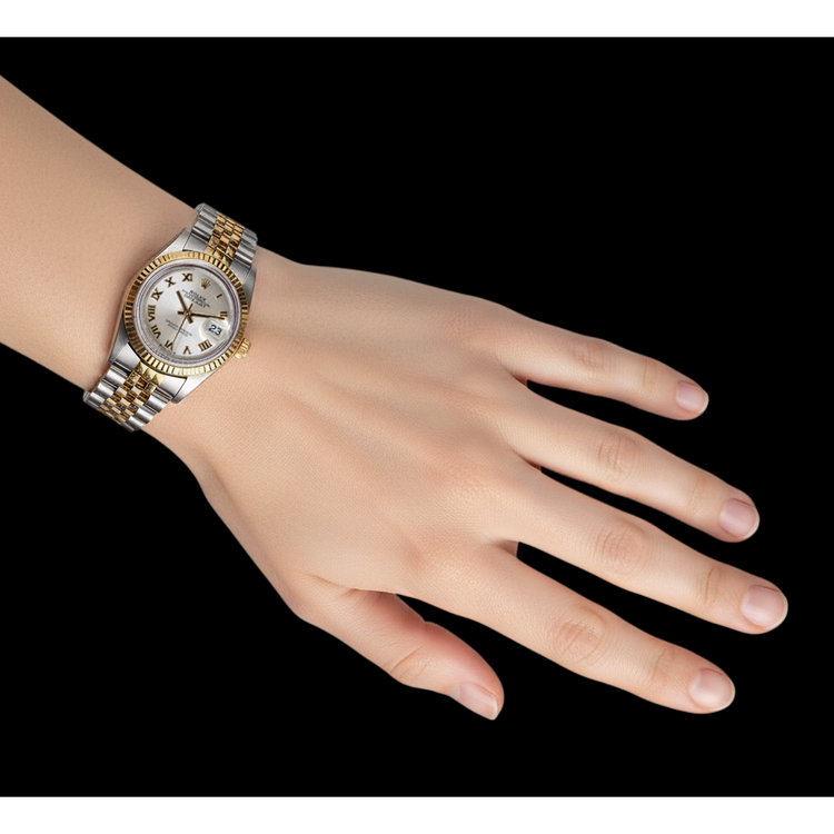 Montre Rolex Datejust de taille moyenne 31 mm acier inoxydable et bracelet jubilé en or P7