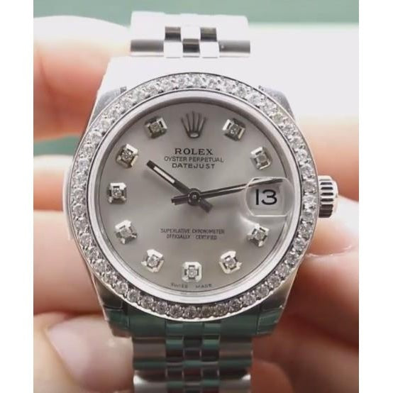 Montre Rolex Datejust de taille moyenne avec lunette