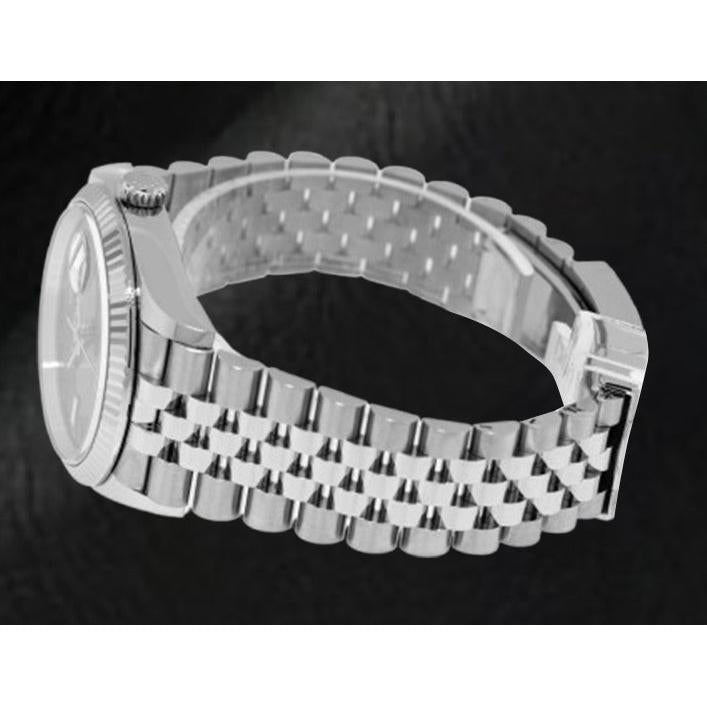Montre Rolex Datejust en acier inoxydable avec cadran romain gris Wimbledon de 36 mm