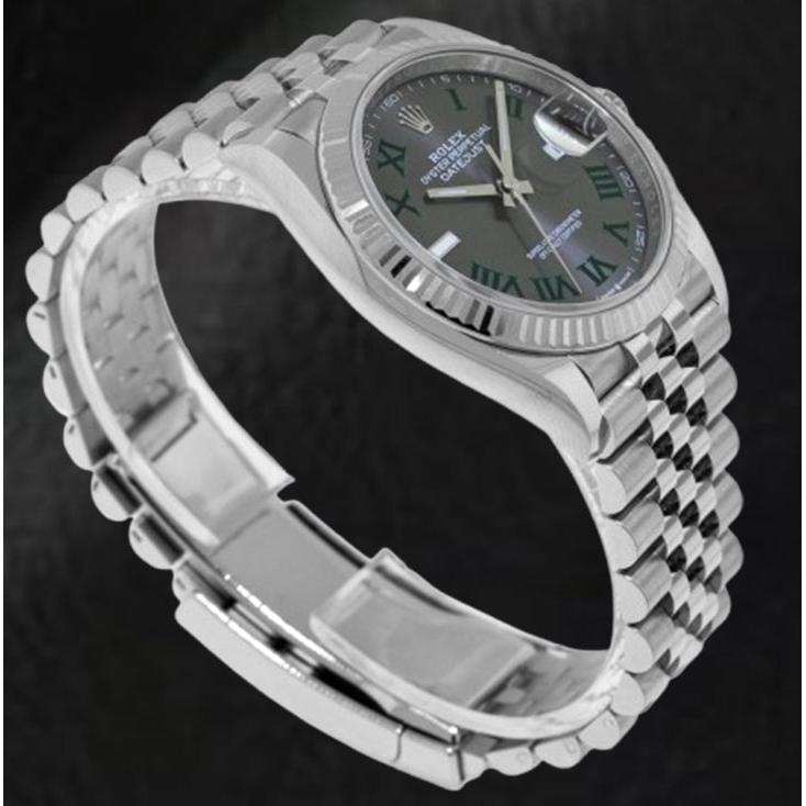 Montre Rolex Datejust en acier inoxydable avec cadran romain gris Wimbledon de 36 mm