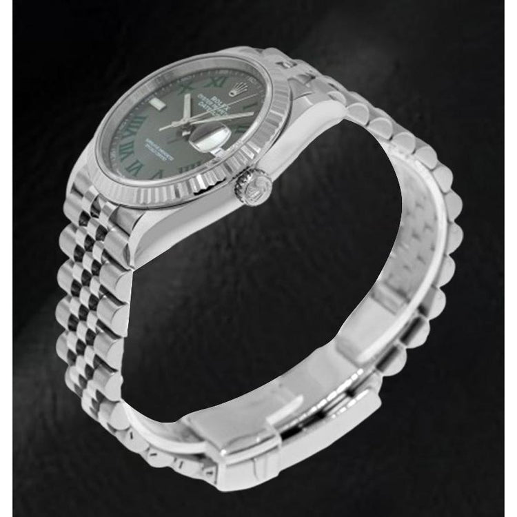 Montre Rolex Datejust en acier inoxydable avec cadran romain gris Wimbledon de 36 mm