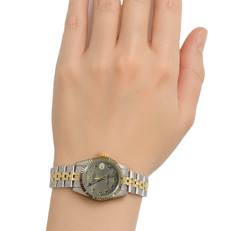 Montre Rolex Datejust pour femme, cadran romain gris bicolore