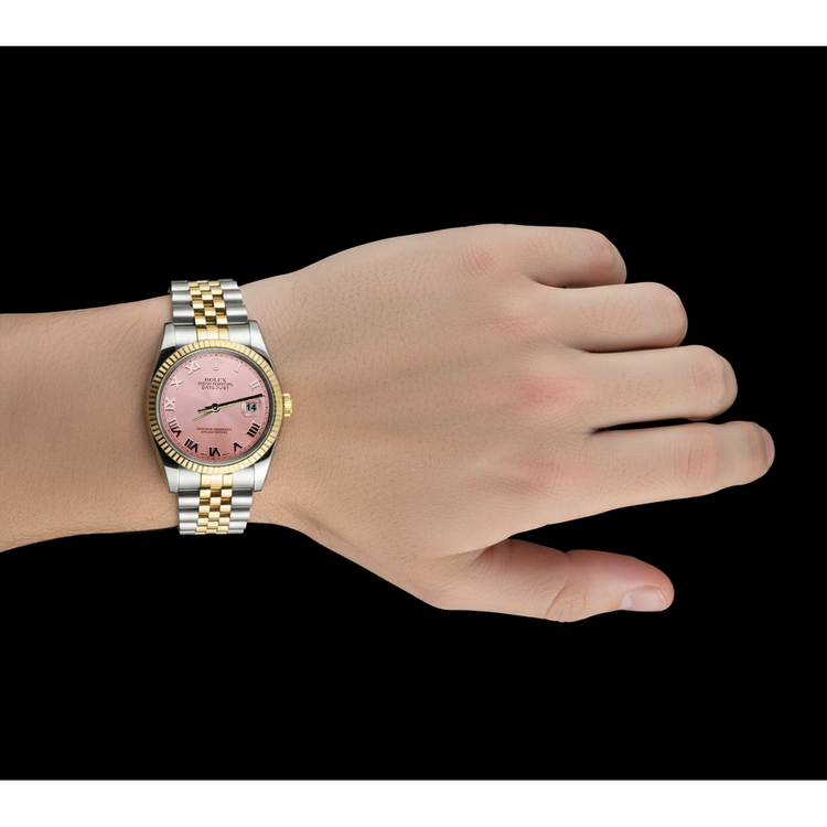 Montre Rolex Datejust pour homme, bracelet jubilé rose romain bicolore, ensemble rapide