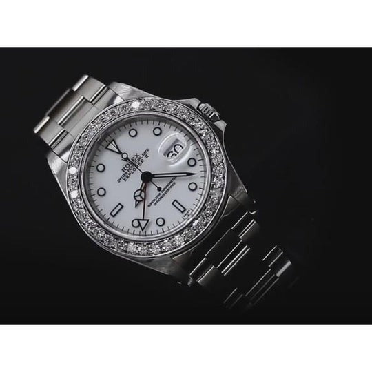Montre Rolex Gents Explorer II avec cadran blanc et lunette en diamant personnalisée acier inoxydable2