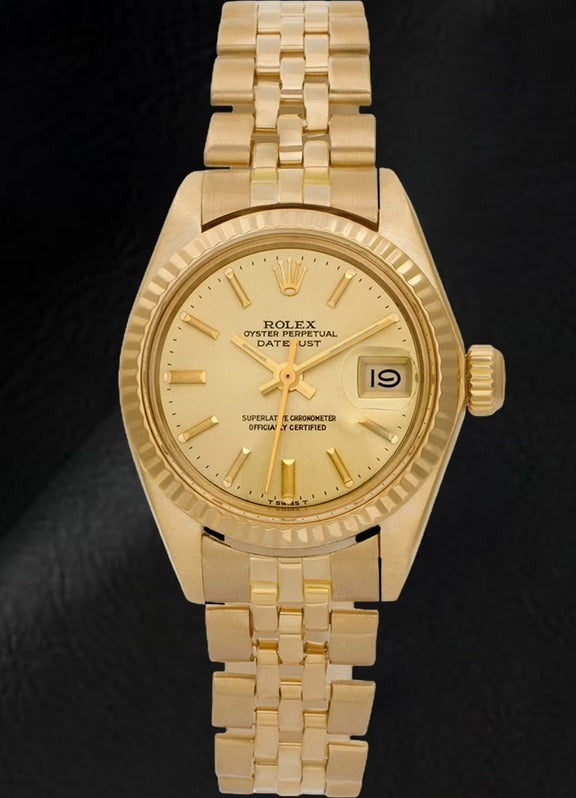 Montre Rolex Lady Datejust President Style Champagne en or jaune