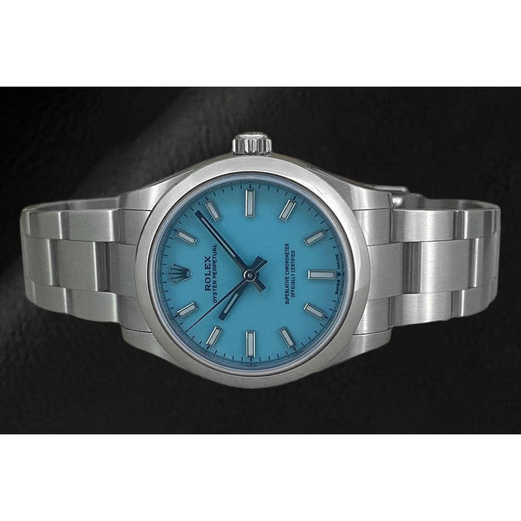 Montre Rolex Oyster Perpetual 31 mm pour femme avec cadran lumineux Tiffany en acier
