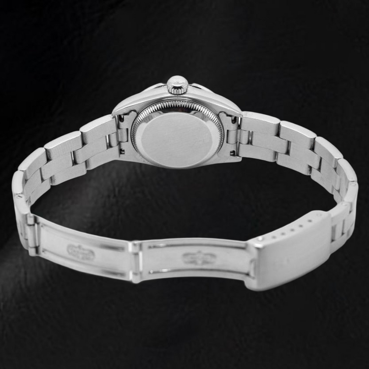 Montre Rolex Oyster Perpetual en acier inoxydable avec cadran diamant rose de 24 mm