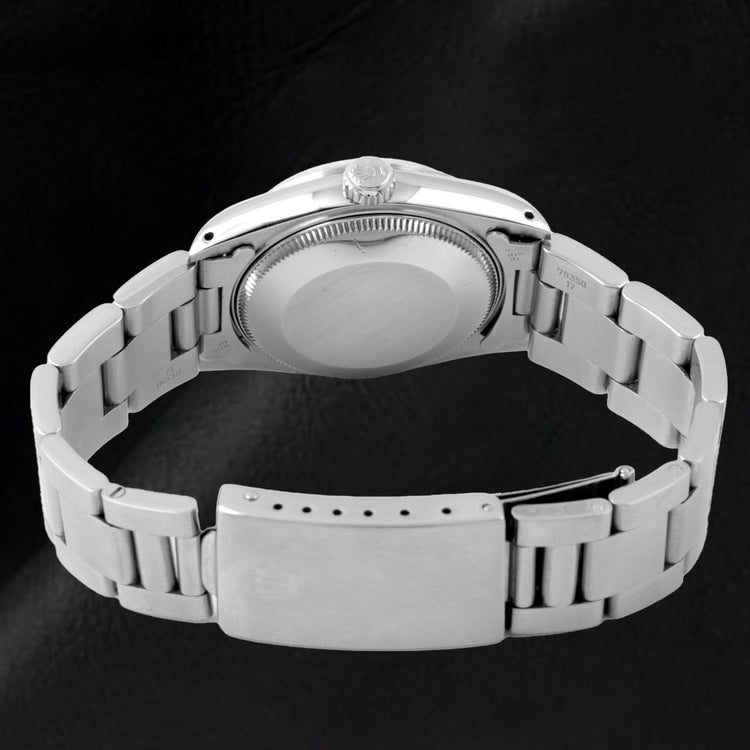 Montre Rolex Oyster en acier inoxydable avec cadran en nacre rose et diamants de 31 mm