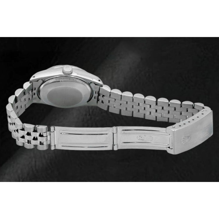 Montre Rolex avec cadran en diamant noir et bracelet jubilé en acier inoxydable