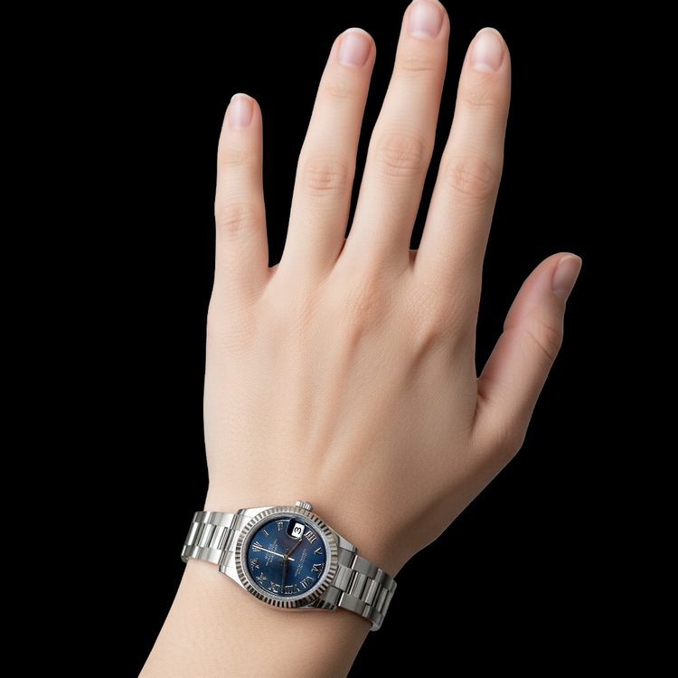 Montre Rolex dame-Datejust 31 en acier bleu Roman huître P4