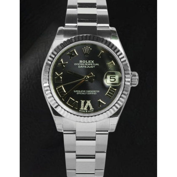 Montre Rolex dame Datejust avec cadran diamant violette en acier inoxydable