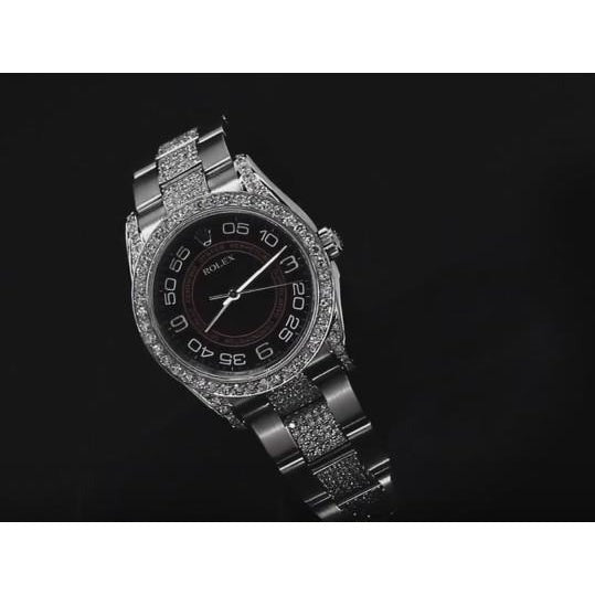 Montre Rolex sans date huître Perpetual Lunette en diamant