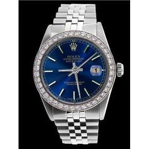 Montre à cadran bleu Bâton acier inoxydable