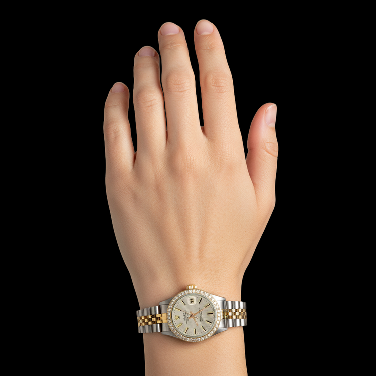 Montre à bâton blanc Rolex Date Just jubilé d'or et d'acier inoxydable Datejust P2