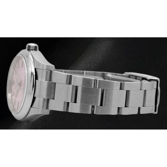 Montre Rolex huître Perpétuelle rose bonbon à cadran lumineux de 31 mm