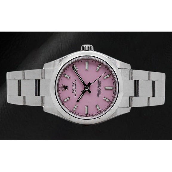 Montre en acier pour femme Rolex huître Perpétuelle rose bonbon à cadran lumineux de