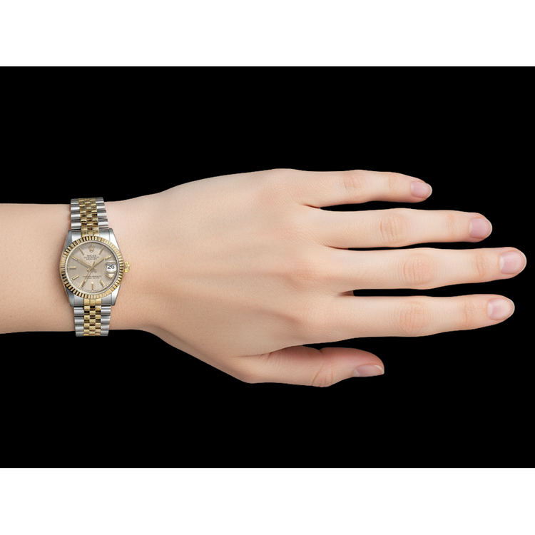 Montre pour femme Rolex Datejust Champagne Tapisserie Cadran à bâton 31 mm