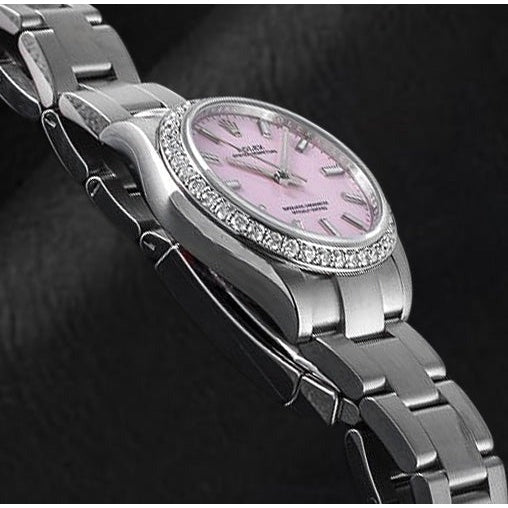 Montre Rolex huître Perpétuelle 31 mm avec cadran lumineux rose