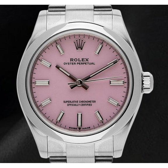 Montre pour homme Rolex huître Perpétuelle avec cadran lumineux rose bonbon en acier inoxydable