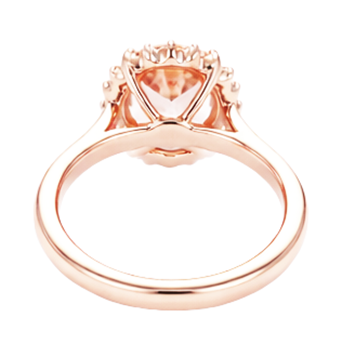 Morganite Avec Diamants Naturels Extraits des Mines ( et non cultivés en laboratoire ) 11.75 Carats Alliance Or Rose 14K Nouveau