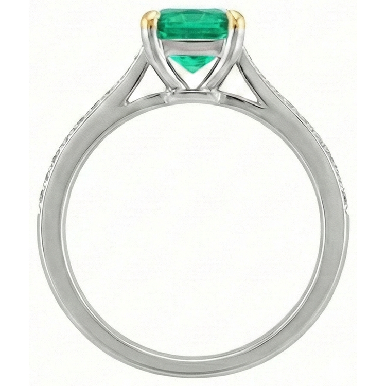 Bague avec Gemme Or Bicolore 14 Carats avec Émeraude Colombienne – vue détaillée