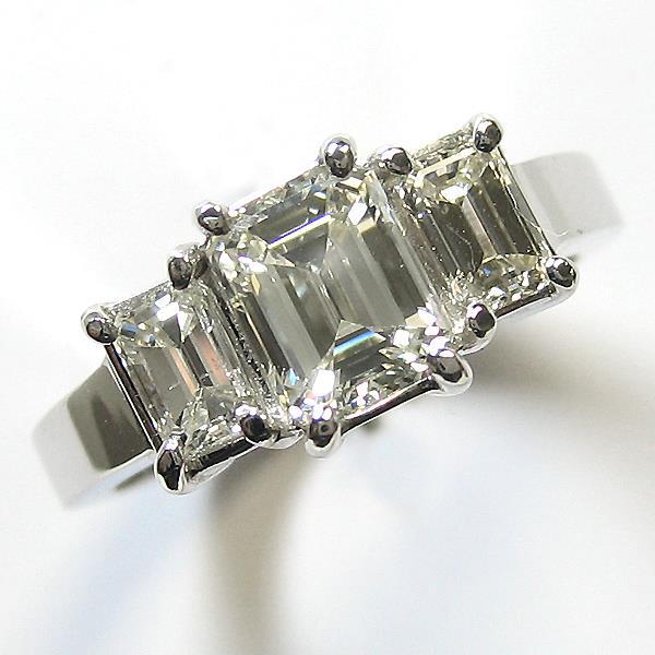 Naturel Bague D'Anniversaire Taille Émeraude À 3 Pierres
