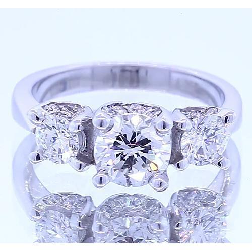 Naturel Bague De Fiançailles À Trois Pierres De 1.50 Carats. Bijoux À 4 Griffes