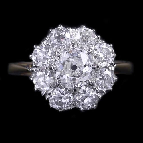 Naturel Bague De Fiançailles Grappe Or Blanc