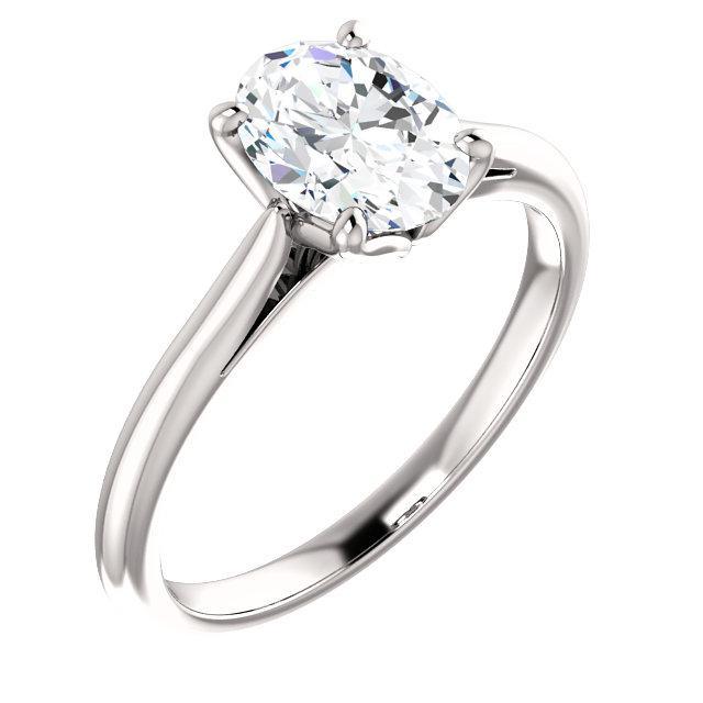 Naturel Bague De Fiançailles Solitaire Ovale 5 Carats Or Blanc 14K