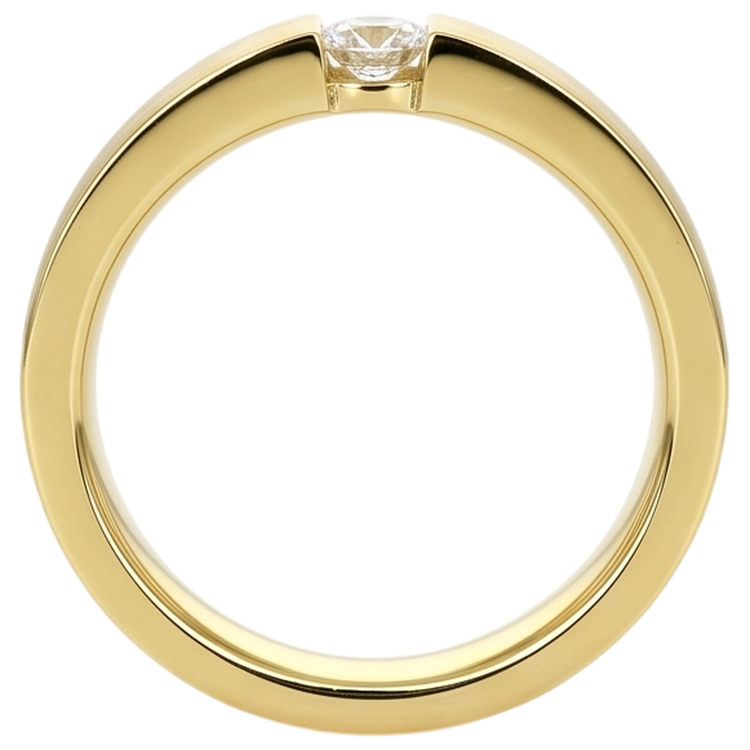 Naturel Bague Homme Or Jaune 14K 0.75 Carats Tension Set