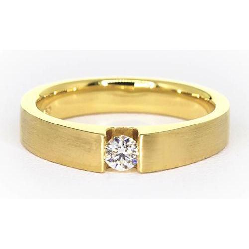 Naturel Bague Homme Or Jaune 14K 0.75 Carats Tension Set