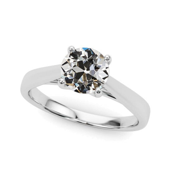 Naturel Bague Solitaire Diamant Taille Vieille Mine Or 14K 1.50 Carats