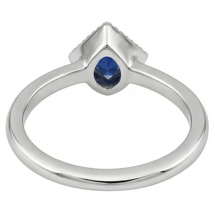Naturel Bague de fiançailles Halo Trillion Bezel Set Ceylan Sapphire 0.50 Carats