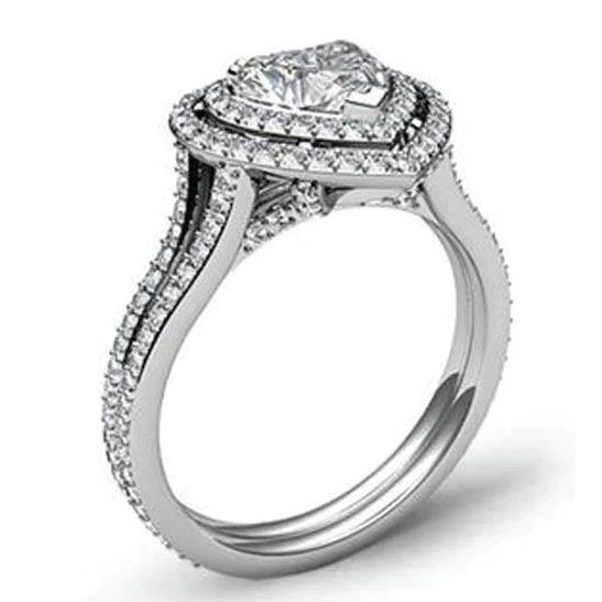 Naturel Bijoux Artisanaux Personnalisés Bague Double Halo En Forme De Coeur