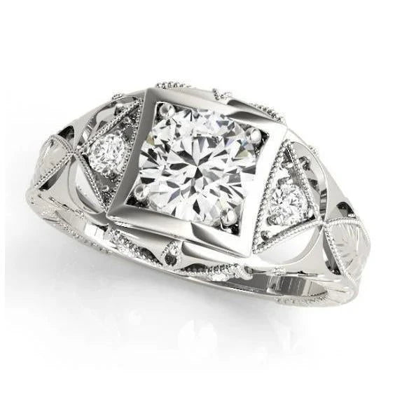 Nouveau 1 Carat Naturel Diamant Bijoux Dame Trois Pierre Bague Style Vintage