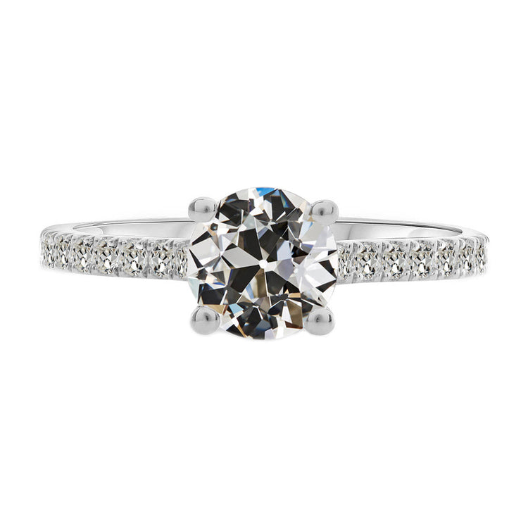 Diamant Fin Bague Solitaire avec Accents – vue principale