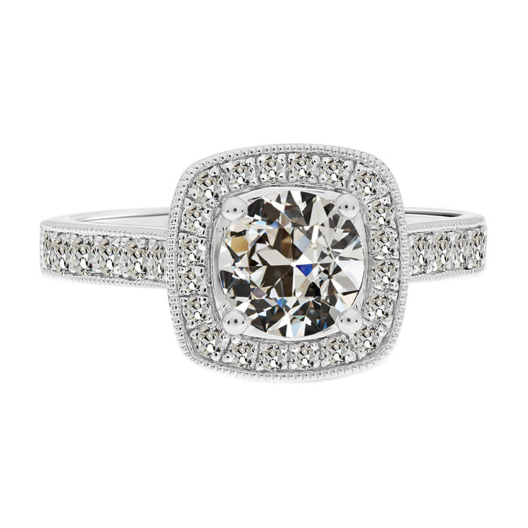 Diamant Fin Bague Halo 2-carats Or 14K Blanc – vue principale