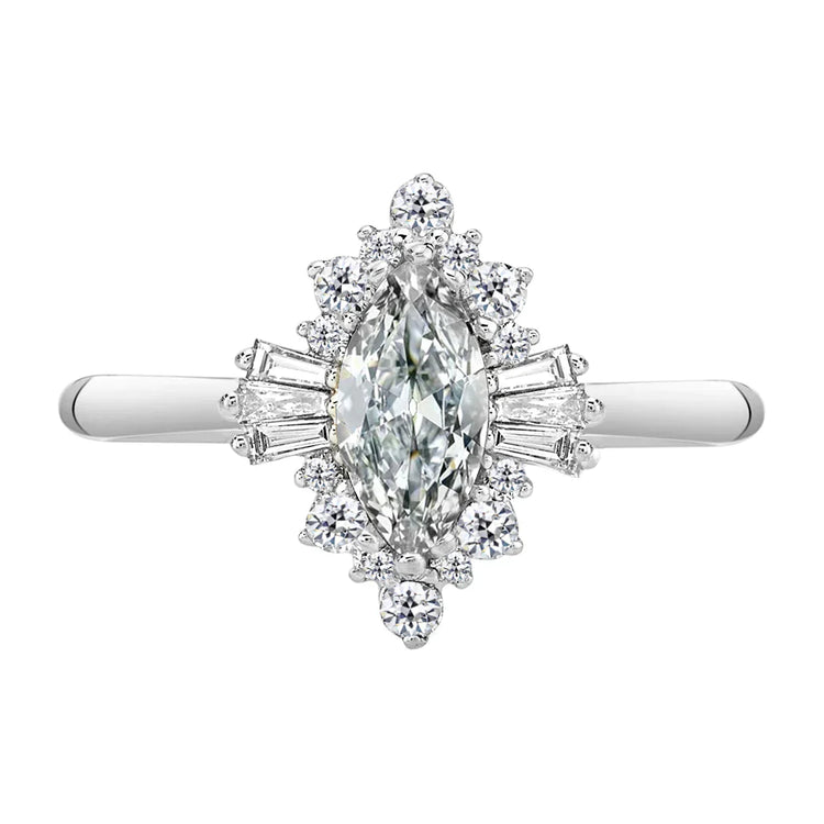 Bague Halo Or 14K Blanc avec Diamant – vue principale