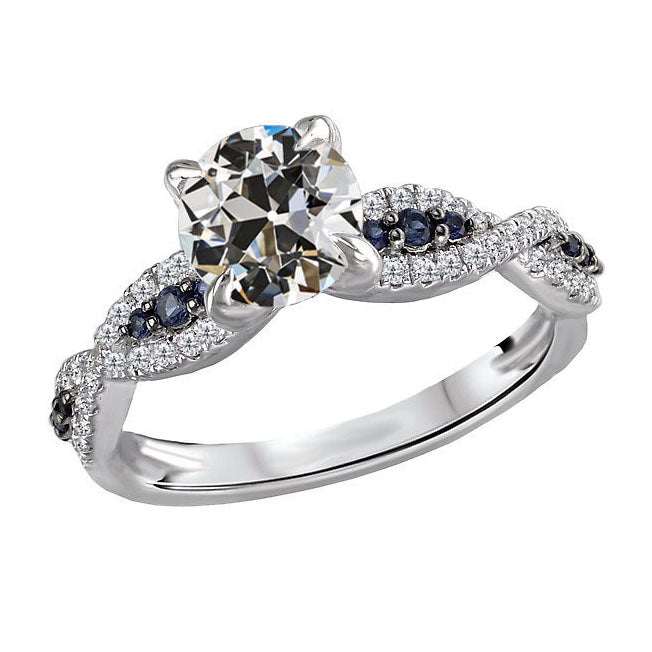 Raffiné Brillant Bague Solitaire avec Accents 2 carats – vue principale