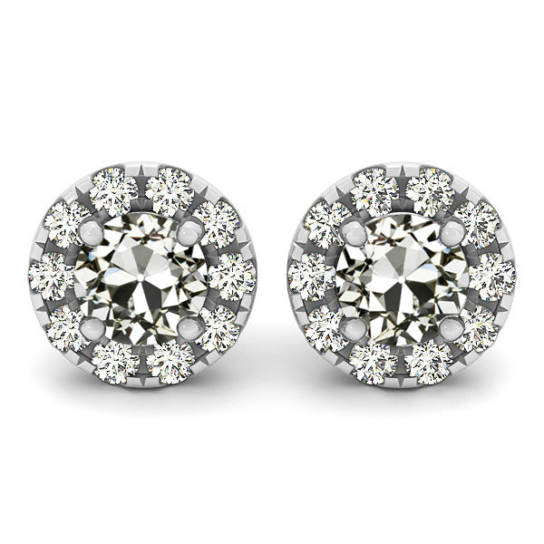 Puces d'Oreilles Or Blanc 14 Carats avec Diamant – vue principale