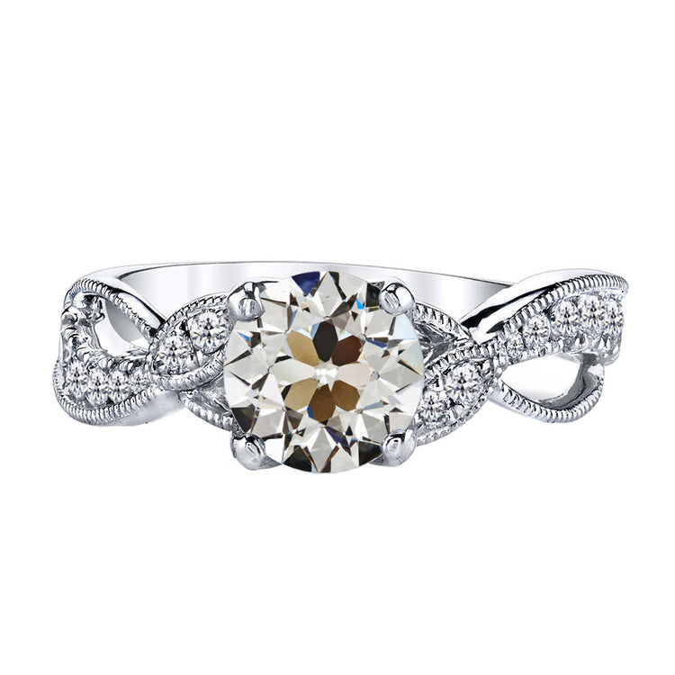 Brillant Solitaire avec Pierres Latérales 2 carats Or 14K Blanc – vue principale