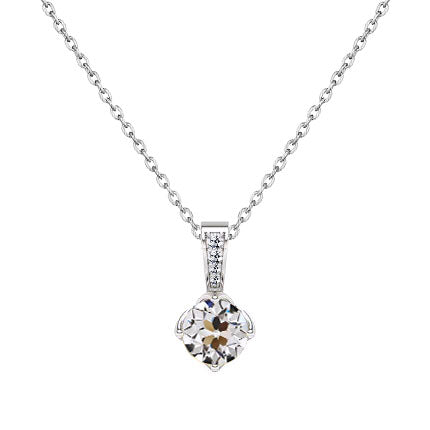 Taille Old Mine Diamant Fin bague en Or Blanc 14 Carats – vue principale