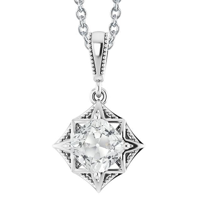 Or 14K Coussin Vieux mineur Véritable Diamant Pendentif Étoile Style 3.50 Carats