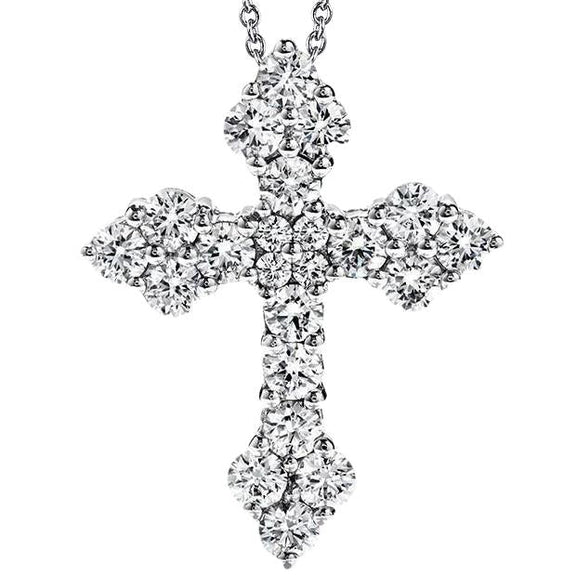 Or Blanc 14K 3.80 Ct. Collier Pendentif Croix Réel Diamants Taille Brillant