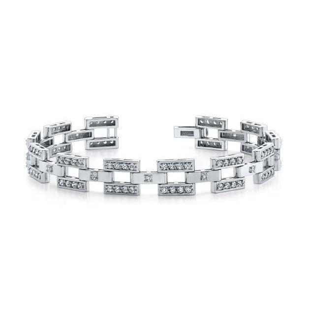 Or Blanc 14K 5.20 Carats Magnifiques Petits Réel Diamants Mens Link