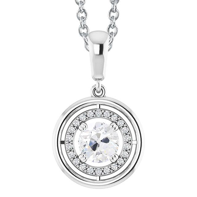 Or Halo Réel Diamant Pendentif Vieux Mineur Prong Set Bijoux 2.50 Carats