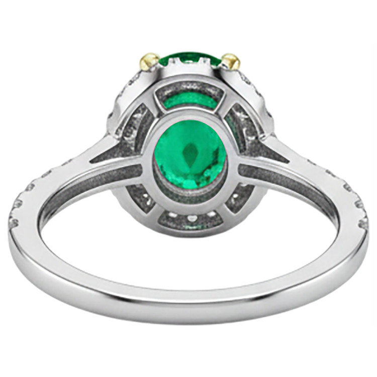 Émeraude Colombienne Bague avec Gemme 2,50 carats Or 14K Bicolore – vue arrière