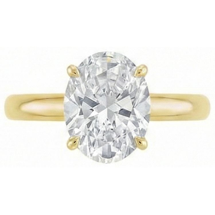 Diamant Solitaire de Fiançailles 4 carats Or Jaune 14 Carats – vue de profil