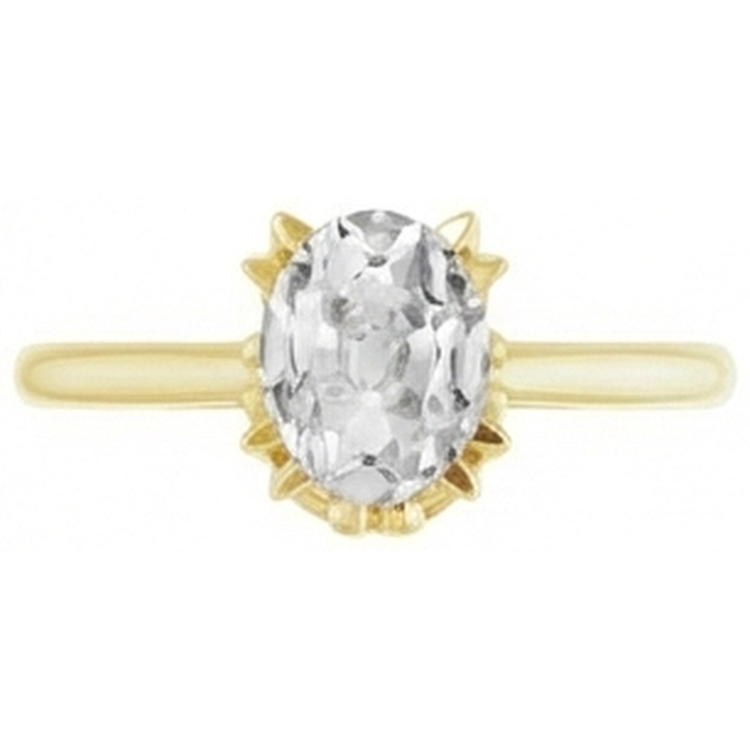 Taille Old Mine Brillant bague en Or Jaune 14 Carats – vue d'angle